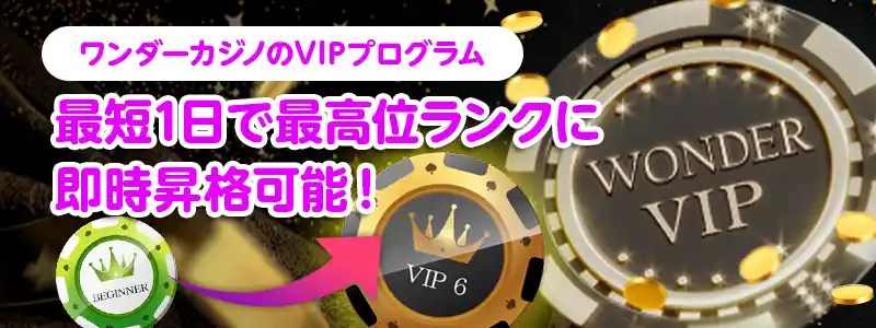 VIPプログラムも業界No.1！ベット額によって最速で昇格可能